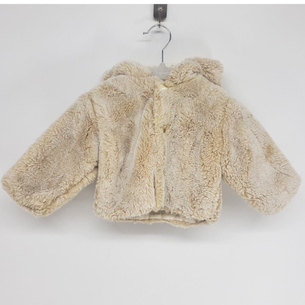 Tartine et Chocolat Faux Fur Hooded Jacket Kids 1 Year Beige Luxury Coat